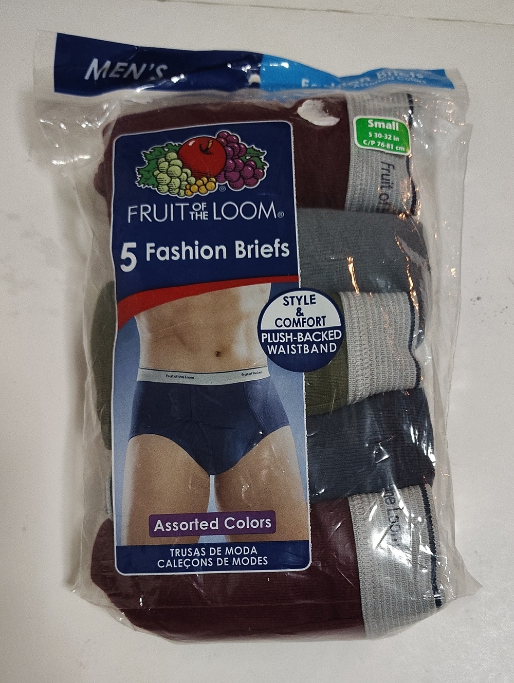 VTG Fruit of the Loom Men's Fashion Briefs - Assorted Color -5Pack -Size S 32-30